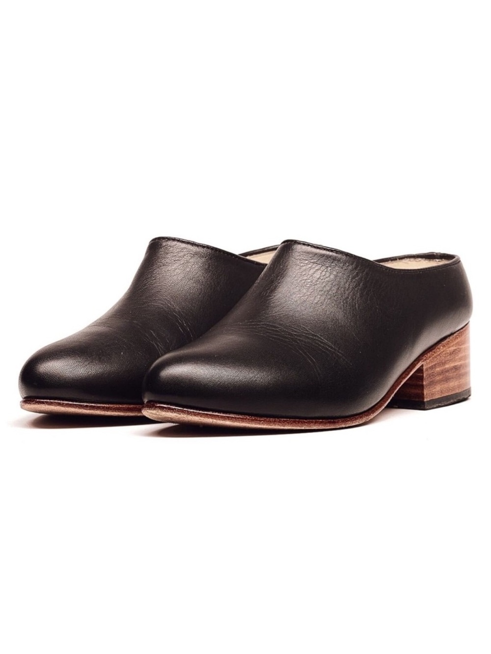 Nisolo Sofia Noir Black Leather Slip-On Mules/Clogs size 6